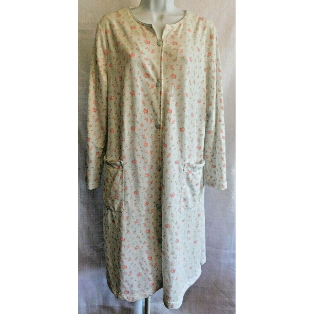 Miss Elaine Floral Long Sleeve Robe Size Medium